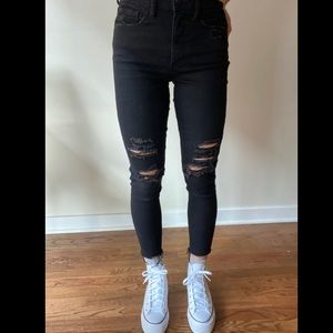 Gap High-Waisted Black Ripped Jegging